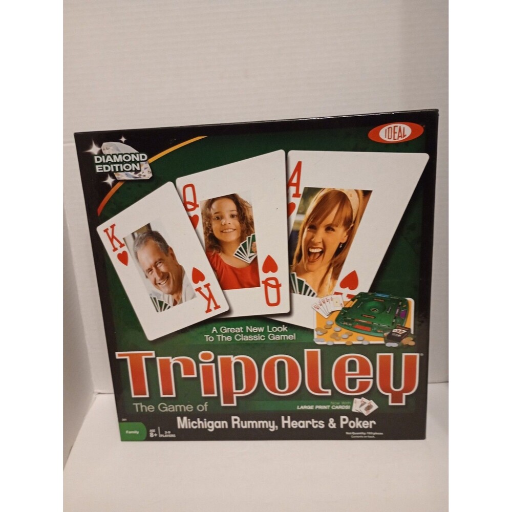 Tripoley Diamond Edition Game of Michigan Rummy Hearts Poker Large Print Cards
